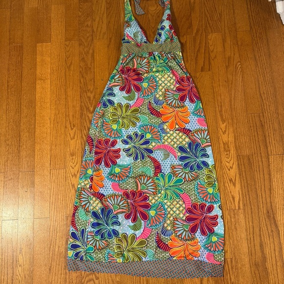 Trina Turk Colorful Floral Maxi Dress Womens Size L - Picture 1 of 5